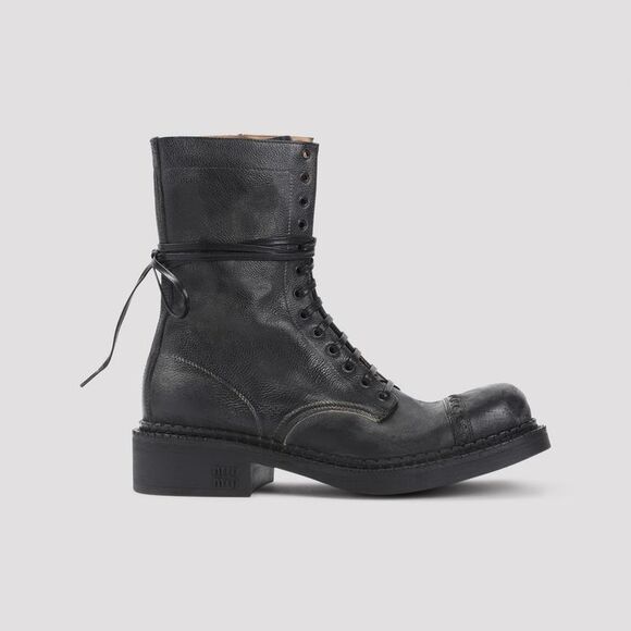 MIU MIU Women's Embellished Heel Ankle Boots Women BLACK - Picture 2 of 5